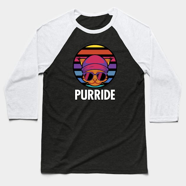 Purride - Retro Vintage Cat Baseball T-Shirt by zeeshirtsandprints